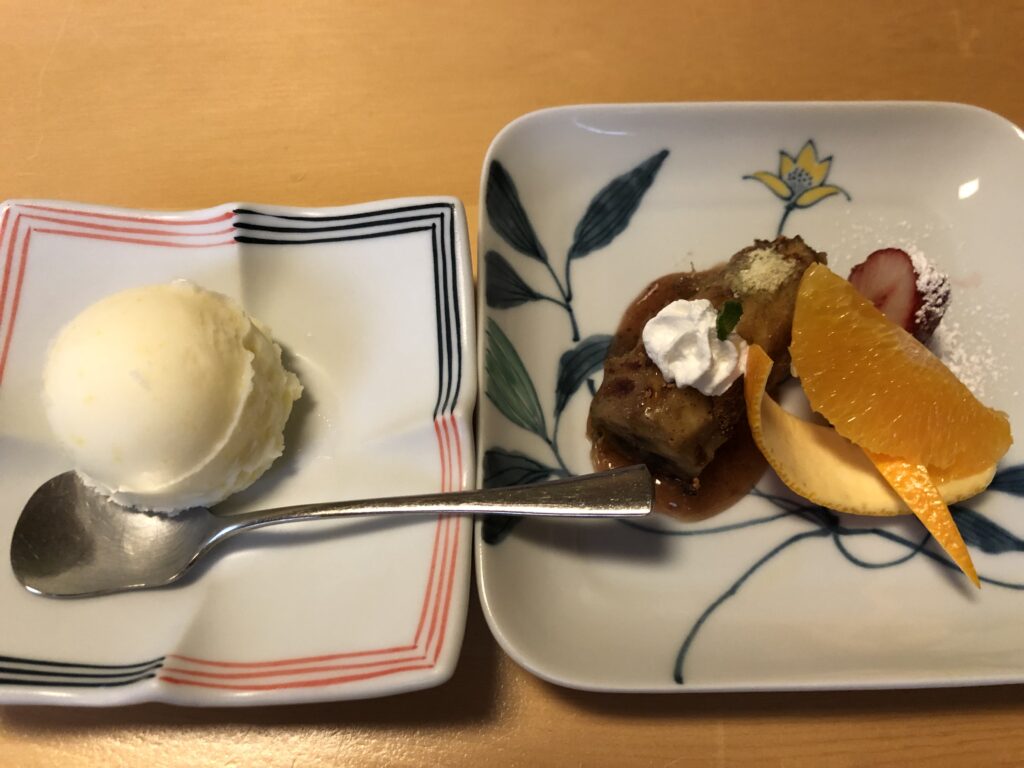柚子アイスと焼きバナナ